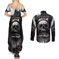 If I Stand Alone I Know I'm With Someone I Can Trust Skull Couples Matching Summer Maxi Dress and Long Sleeve Button Shirts - Wonder Print Shop