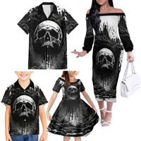 If I Stand Alone I Know I'm With Someone I Can Trust Skull Family Matching Off Shoulder Long Sleeve Dress and Hawaiian Shirt - Wonder Print Shop