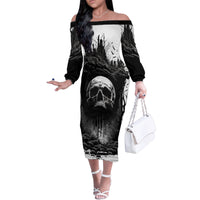 If I Stand Alone I Know I'm With Someone I Can Trust Skull Family Matching Off Shoulder Long Sleeve Dress and Hawaiian Shirt - Wonder Print Shop