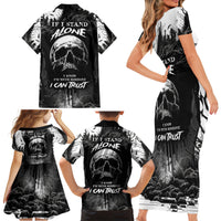 If I Stand Alone I Know I'm With Someone I Can Trust Skull Family Matching Short Sleeve Bodycon Dress and Hawaiian Shirt - Wonder Print Shop