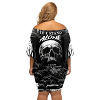 If I Stand Alone I Know I'm With Someone I Can Trust Skull Off Shoulder Short Dress - Wonder Print Shop