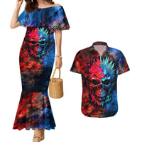 Be Careful Skull Couples Matching Mermaid Dress and Hawaiian Shirt - Wonder Print Shop