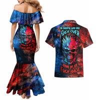 Be Careful Skull Couples Matching Mermaid Dress and Hawaiian Shirt - Wonder Print Shop