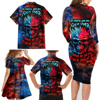 Be Careful Skull Family Matching Long Sleeve Bodycon Dress and Hawaiian Shirt - Wonder Print Shop