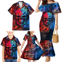 Be Careful Skull Family Matching Mermaid Dress and Hawaiian Shirt - Wonder Print Shop