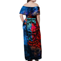 Be Careful Skull Family Matching Off Shoulder Maxi Dress and Hawaiian Shirt - Wonder Print Shop