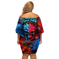 Be Careful Skull Family Matching Off Shoulder Short Dress and Hawaiian Shirt - Wonder Print Shop