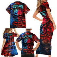 Be Careful Skull Family Matching Short Sleeve Bodycon Dress and Hawaiian Shirt - Wonder Print Shop
