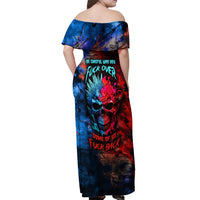 Be Careful Skull Off Shoulder Maxi Dress - Wonder Print Shop