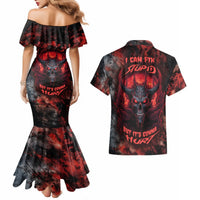 I Can Fix Stupid But It's Gonna Hurt Skull Couples Matching Mermaid Dress and Hawaiian Shirt - Wonder Print Shop