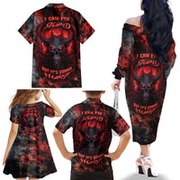 I Can Fix Stupid But It's Gonna Hurt Skull Family Matching Off Shoulder Long Sleeve Dress and Hawaiian Shirt - Wonder Print Shop