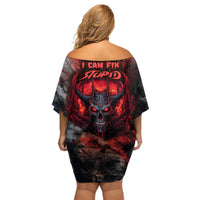 I Can Fix Stupid But It's Gonna Hurt Skull Family Matching Off Shoulder Short Dress and Hawaiian Shirt - Wonder Print Shop