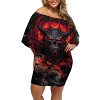 I Can Fix Stupid But It's Gonna Hurt Skull Off Shoulder Short Dress - Wonder Print Shop