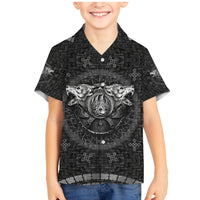 Viking Family Matching Mermaid Dress and Hawaiian Shirt Norse Wolf and Bearclaw Fusion - Wonder Print Shop
