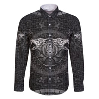 Viking Family Matching Off Shoulder Long Sleeve Dress and Hawaiian Shirt Norse Wolf and Bearclaw Fusion - Wonder Print Shop