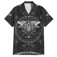 Viking Family Matching Short Sleeve Bodycon Dress and Hawaiian Shirt Norse Wolf and Bearclaw Fusion - Wonder Print Shop