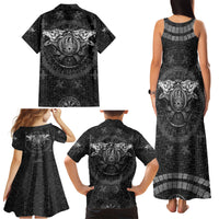 Viking Family Matching Tank Maxi Dress and Hawaiian Shirt Norse Wolf and Bearclaw Fusion - Wonder Print Shop