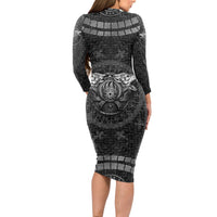 Viking Long Sleeve Bodycon Dress Norse Wolf and Bearclaw Fusion - Wonder Print Shop
