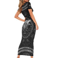 Viking Short Sleeve Bodycon Dress Norse Wolf and Bearclaw Fusion - Wonder Print Shop