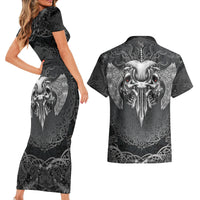 Until Valhalla Viking Skull Couples Matching Short Sleeve Bodycon Dress and Hawaiian Shirt - Wonder Print Shop