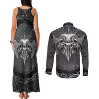 Until Valhalla Viking Skull Couples Matching Tank Maxi Dress and Long Sleeve Button Shirts - Wonder Print Shop