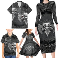 Until Valhalla Viking Skull Family Matching Long Sleeve Bodycon Dress and Hawaiian Shirt - Wonder Print Shop