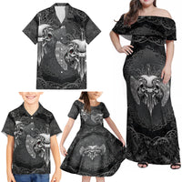 Until Valhalla Viking Skull Family Matching Off Shoulder Maxi Dress and Hawaiian Shirt - Wonder Print Shop
