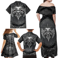 Until Valhalla Viking Skull Family Matching Off Shoulder Maxi Dress and Hawaiian Shirt - Wonder Print Shop