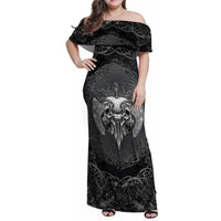Until Valhalla Viking Skull Family Matching Off Shoulder Maxi Dress and Hawaiian Shirt - Wonder Print Shop