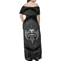Until Valhalla Viking Skull Family Matching Off Shoulder Maxi Dress and Hawaiian Shirt - Wonder Print Shop