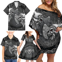 Until Valhalla Viking Skull Family Matching Off Shoulder Short Dress and Hawaiian Shirt - Wonder Print Shop