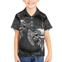 Until Valhalla Viking Skull Family Matching Short Sleeve Bodycon Dress and Hawaiian Shirt - Wonder Print Shop