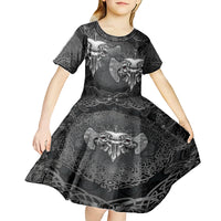 Until Valhalla Viking Skull Kid Short Sleeve Dress - Wonder Print Shop