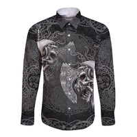 Until Valhalla Viking Skull Long Sleeve Button Shirt - Wonder Print Shop