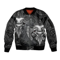 Until Valhalla Viking Skull Sleeve Zip Bomber Jacket - Wonder Print Shop
