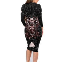 Viking Odin Family Matching Long Sleeve Bodycon Dress and Hawaiian Shirt Viking Allfather's Radiance - Wonder Print Shop