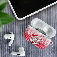 Poland Christmas AirPods Case with Santa Riding Stork White Eagle Emblem and Red Snowflake Knit Pattern Design - Wonder Print Shop