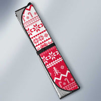 Poland Christmas Auto Sun Shade with Santa Riding Stork White Eagle Emblem and Red Snowflake Knit Pattern Design - Wonder Print Shop