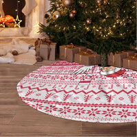 Poland Christmas Tree Skirt with Santa Riding Stork White Eagle Emblem and Red Snowflake Knit Pattern Design - Wonder Print Shop