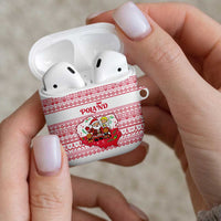 Poland Christmas AirPods Case with Santa Children Gingerbread Map Outline and Red Snowflake Knit Pattern Design - Wonder Print Shop