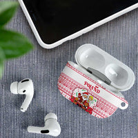 Poland Christmas AirPods Case with Santa Children Gingerbread Map Outline and Red Snowflake Knit Pattern Design - Wonder Print Shop