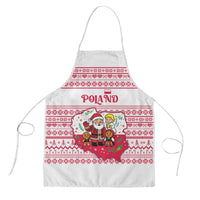 Poland Christmas Apron with Santa Children Gingerbread Map Outline and Red Snowflake Knit Pattern Design - Wonder Print Shop