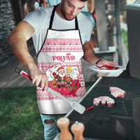 Poland Christmas Apron with Santa Children Gingerbread Map Outline and Red Snowflake Knit Pattern Design - Wonder Print Shop