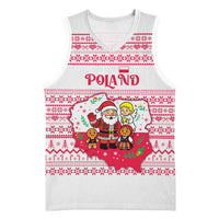 Poland Christmas Basketball Jersey with Santa Children Gingerbread Map Outline and Red Snowflake Knit Pattern Design - Wonder Print Shop