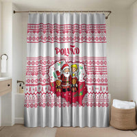 Poland Christmas Bathroom Set with Santa Children Gingerbread Map Outline and Red Snowflake Knit Pattern Design - Wonder Print Shop