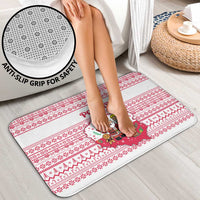 Poland Christmas Bathroom Set with Santa Children Gingerbread Map Outline and Red Snowflake Knit Pattern Design - Wonder Print Shop