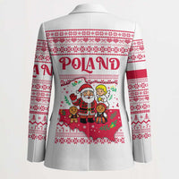 Poland Christmas Blazer with Santa Children Gingerbread Map Outline and Red Snowflake Knit Pattern Design - Wonder Print Shop