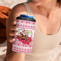 Poland Christmas 4 in 1 Can Cooler Tumbler with Santa Children Gingerbread Map Outline and Red Snowflake Knit Pattern Design - Wonder Print Shop