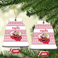 Poland Christmas Ceramic Ornament with Santa Children Gingerbread Map Outline and Red Snowflake Knit Pattern Design - Wonder Print Shop