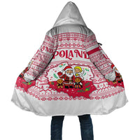 Poland Christmas Cloak with Santa Children Gingerbread Map Outline and Red Snowflake Knit Pattern Design - Wonder Print Shop